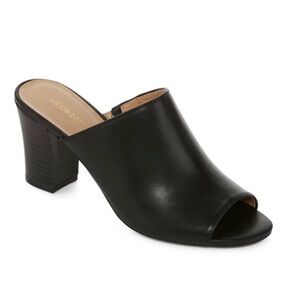 Liz Claiborne Black Open-Toe Mules